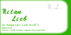 milan lieb business card